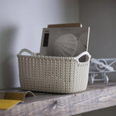 Knit rectangular basket - White